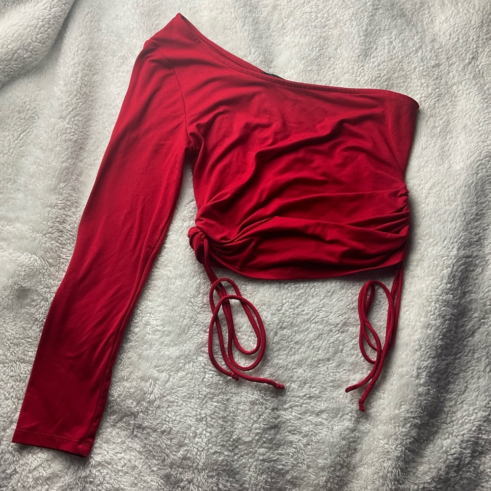 Small Red Off Shoulder Crop Top